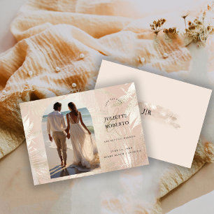 Gouden Geborstelde Tropische Palmblad Zomer Bruilo Save The Date
