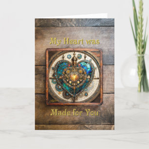 Gouden Gebrand Glas Hart Steampunk Serie Bedankkaart