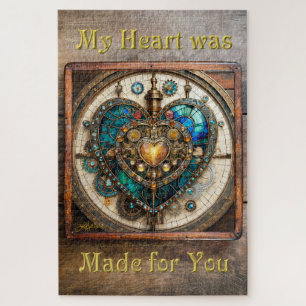 Gouden Gebrand Glas Hart Steampunk Serie Legpuzzel