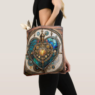 Gouden Gebrandschilderd Glas Hart Steampunk Serie Draagtas