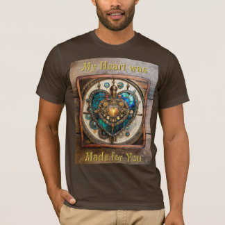 Gouden Gebrandschilderd Glas Hart Steampunk Serie T-shirt