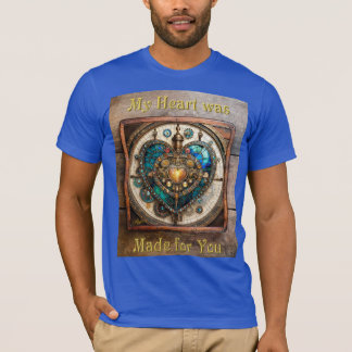Gouden Gebrandschilderd Glas Hart Steampunk Serie T-shirt