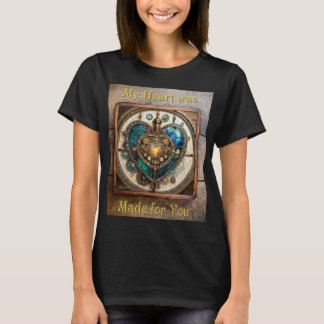 Gouden Gebrandschilderd Glas Hart Steampunk Serie T-shirt