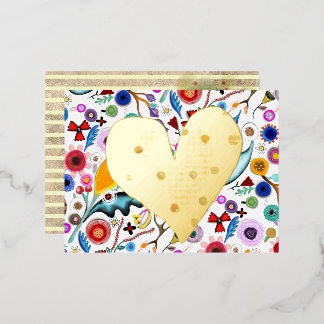 Gouden gebroken hart  folie uitnodiging briefkaart