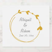 Gouden Geel Eenvoudig Hart Krans Bruiloft Sparkling Wijnetiket (Enkel label)