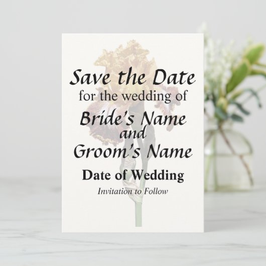 Gouden Geel en Bronzen Iris Save The Date (Staand voorkant)