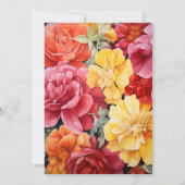 Gouden Geel en Lipstick Rood Bloemen Bruiloft Kaart (Achterkant)