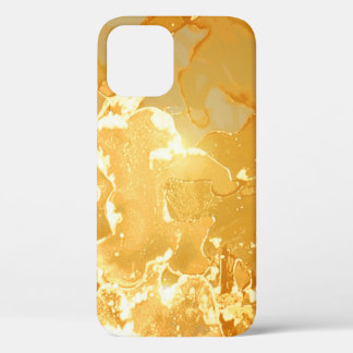 Gouden Geel Marmeren Inktpatroon iPhone 12 Hoesje