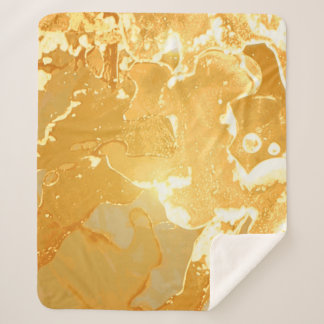 Gouden Geel Marmeren Inktpatroon Sherpa Deken