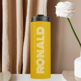 Gouden Geel Moderne Typografie Gepersonaliseerd Thermosbeker