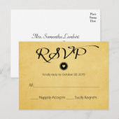 Gouden Geel RSVP Wedding Party Reactie Uitnodiging Briefkaart (Voorkant / Achterkant)