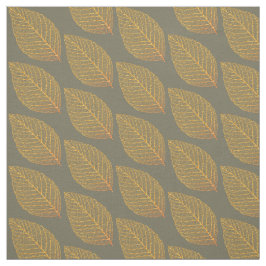 Gouden Geel Skelet Blad Patroon Over Groen Stof