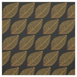 Gouden Geel Skelet Blad Patroon Over Zwart Stof