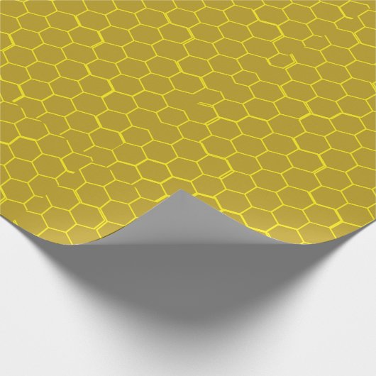 Gouden Geel Stijlvolle Honingraat Hexagon Cadeaupapier (Hoek)