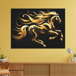 Gouden Geest – Abstract Paard in Beweging Canvas Afdruk
