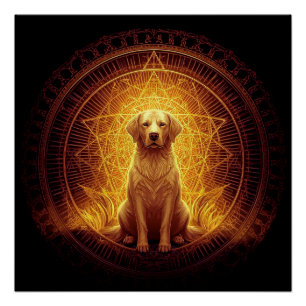 Gouden Geest Hond binnen Heilige Geometrie Perfect Poster