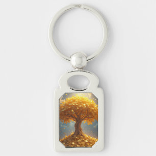 Gouden geldboom gouden munten sleutelhanger