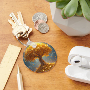 Gouden geldboom gouden munten sleutelhanger