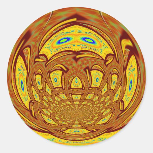 Gouden Gele Baseball Handschoen Art Print Ronde Sticker (Voorkant)