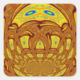 Gouden Gele Baseball Handschoen Art Print Vierkante Sticker