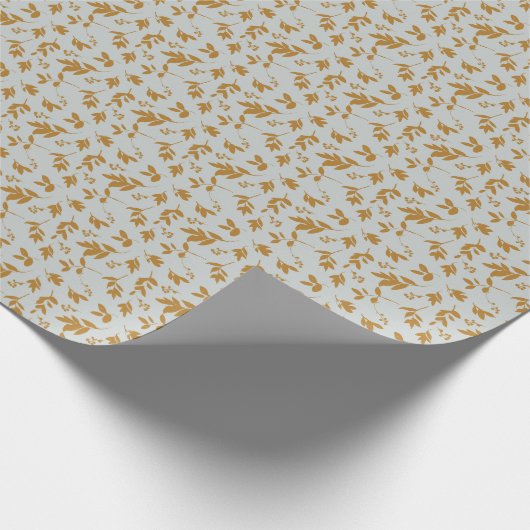 Gouden Gele Bladpatroon Verpakkend Document Cadeaupapier (Hoek)