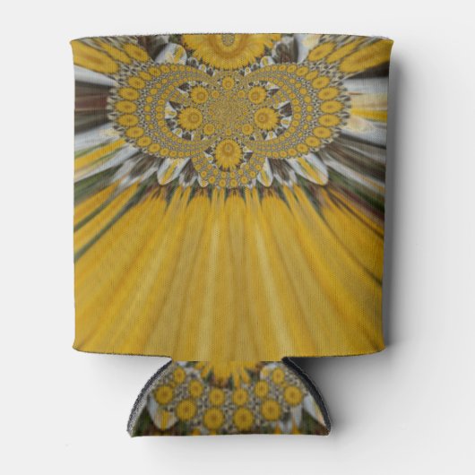 Gouden Gele Bloem Patroon Design Art Blikjeskoeler (Voorkant)