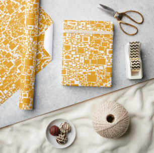Gouden Gele en Witte Geometrische Samenvatting Cadeaupapier