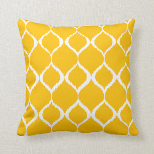 Gouden Gele Geometrische Ikat Stammenprintpatroon Kussen