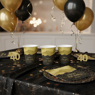 Gouden Gele Goud Glitter Abstract Waterverf Papieren Bekers