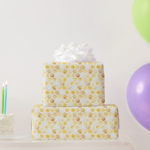 Gouden gele honingraat verjaardag cadeaupapier