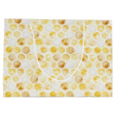 Gouden gele honingraat verjaardag groot cadeauzakje (Achterkant)