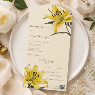 Gouden Gele Lelie QR Code  All In One Uitnodiging