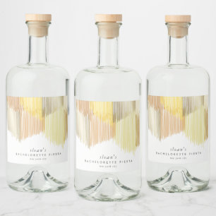 Gouden Gele Moderne Fringe Bachelorette Party Likeurfles Etiket