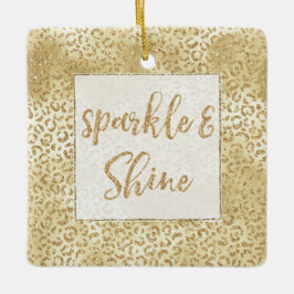 Gouden Gele Ombre Glitter Leopard Sparkle Keramisch Ornament