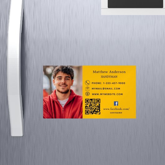 Gouden gele reparaties foto QR code klusjesman Magnetisch Visitekaartje