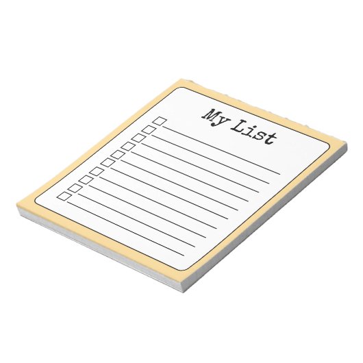 Gouden Gele Retro Aangepaste Checklist Ingelijnd Notitieblok (Gedraaid)