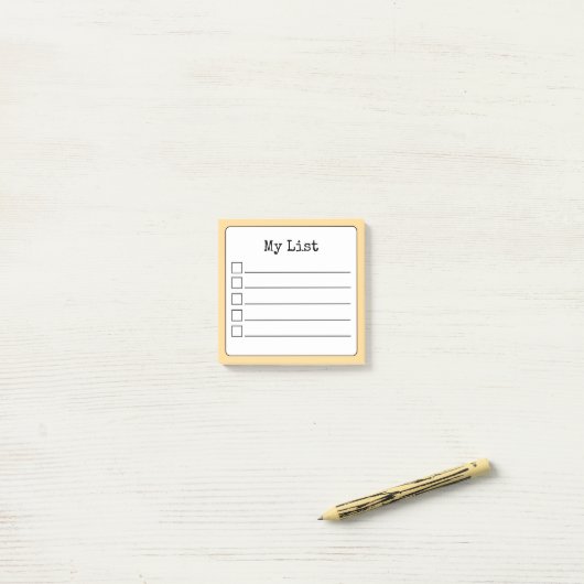 Gouden Gele Retro Lined Checklist Post-it® Notes (Op bureau)