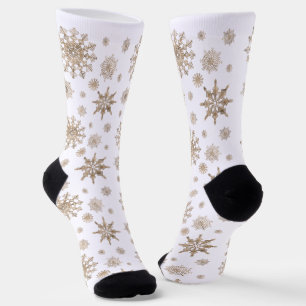 Gouden Gele Sneeuwvlokken Patroon Sokken