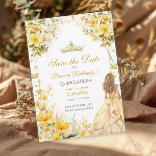Gouden Gele Tiara Bloemige Vlinders Quinceañera