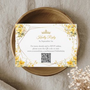 Gouden Gele Tiara Bloemvlinders Quinceañera RSVP Kaartje