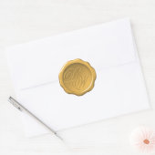 Gouden Gele Wax Seal Bruiloft Monogram Kalligrafie Ronde Sticker (Envelop)
