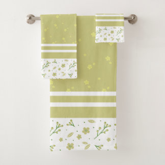 Gouden Gele Wilde Bloem Strepen Patroon Bad Handdoek