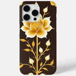 Gouden Gelijste Roos Decoratieve Kunst iPhone 15 Pro Max Hoesje