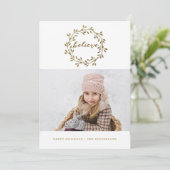 Gouden geloof | Mooie krans kerstkaart (Staand voorkant)