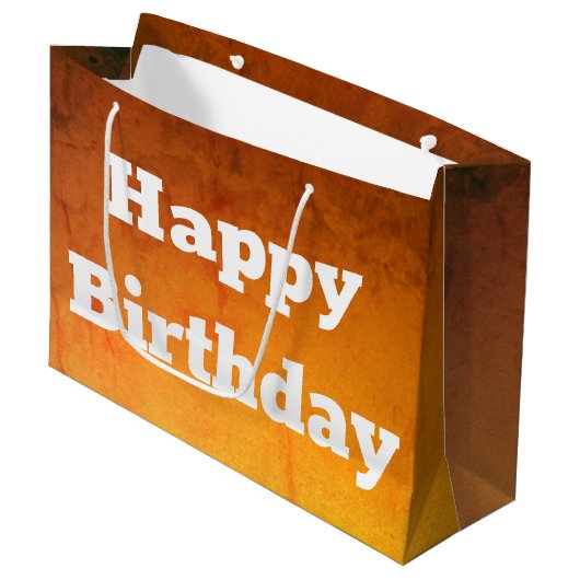 Gouden Gelukkige Verjaardag Gift Bag Groot Cadeauzakje (Voorkant Gekanteld)
