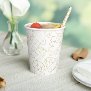 Gouden Gem Glitter Verjaardag Party Papieren Cups Bekers