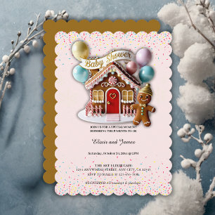 Gouden Gemberkoekhuis Baby Shower Kaart