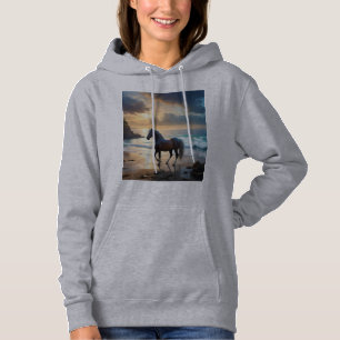 Gouden Genade: Een Palomino Paard op de Zonsonderg Hoodie
