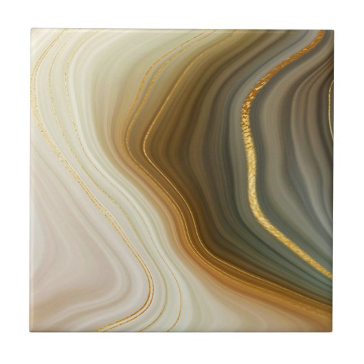 Gouden Geode Stijl (Marmer) Keramisch Tegeltje (Voorkant)