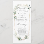 Gouden geometrisch kader bladrijk trouwprogramma programma (Voorkant)